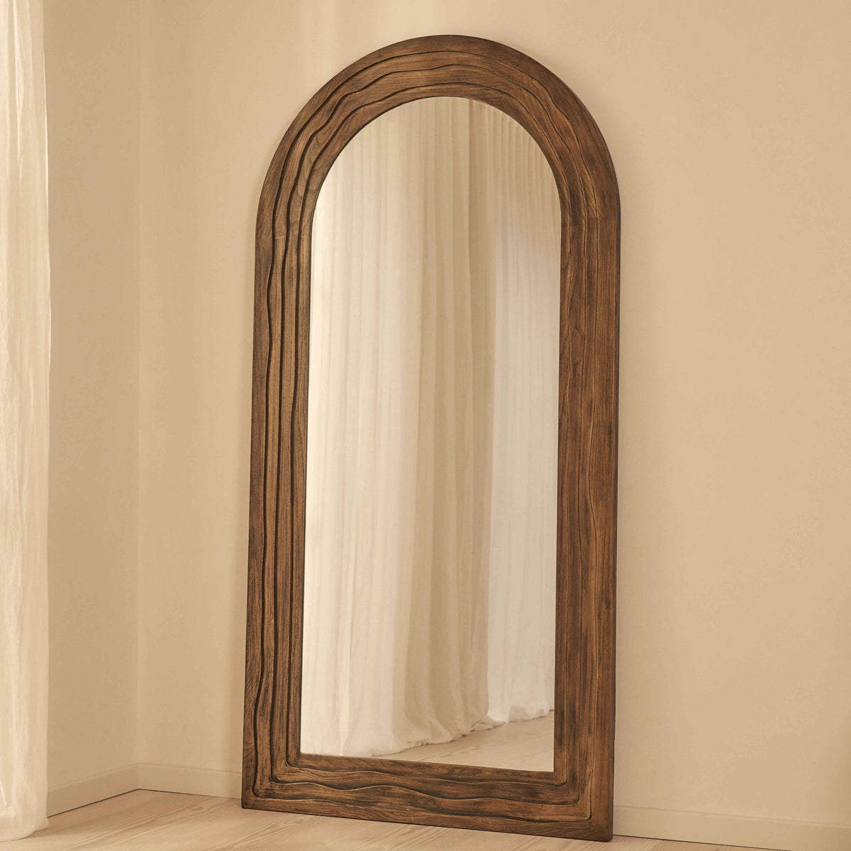 Lucelle - Miroir Arqué Extra Large Pleine Longueur 200cm x 100cm Chaud en Bois