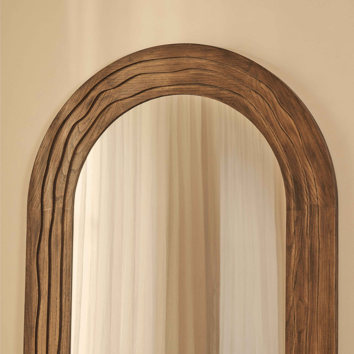 Lucelle - Miroir Arqué Extra Large Pleine Longueur 200cm x 100cm Chaud en Bois