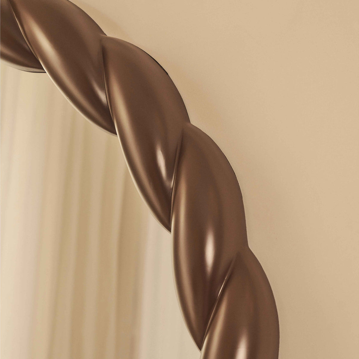 Ophelia - Miroir Extra Large Arqué Torsadé en Corde Finition Chocolat Brillant 180cm x 105cm
