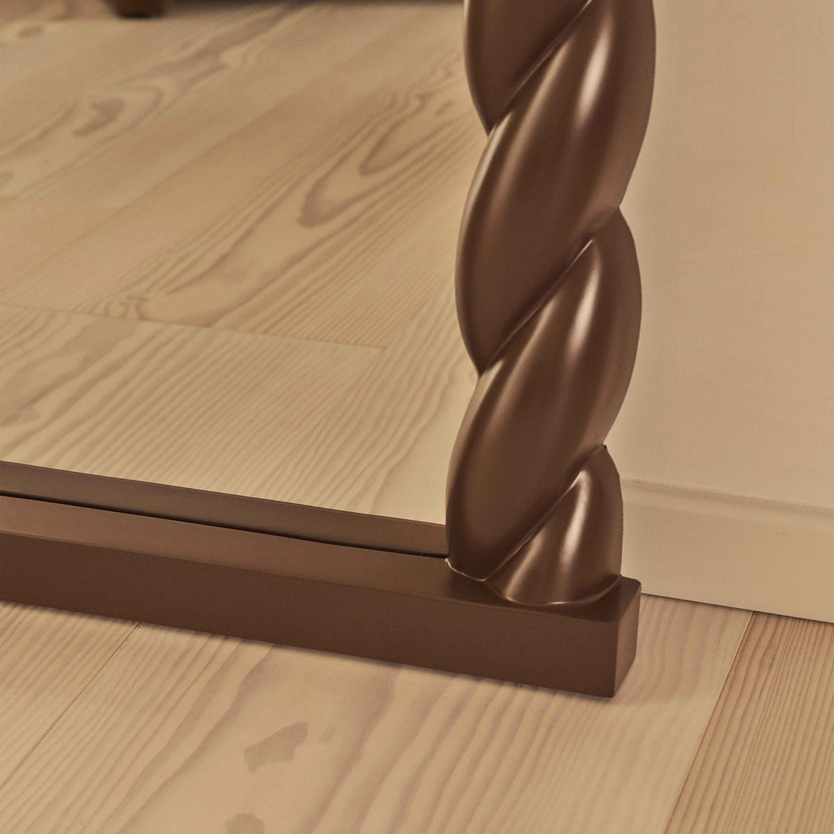 Ophelia - Miroir Extra Large Arqué Torsadé en Corde Finition Chocolat Brillant 180cm x 105cm