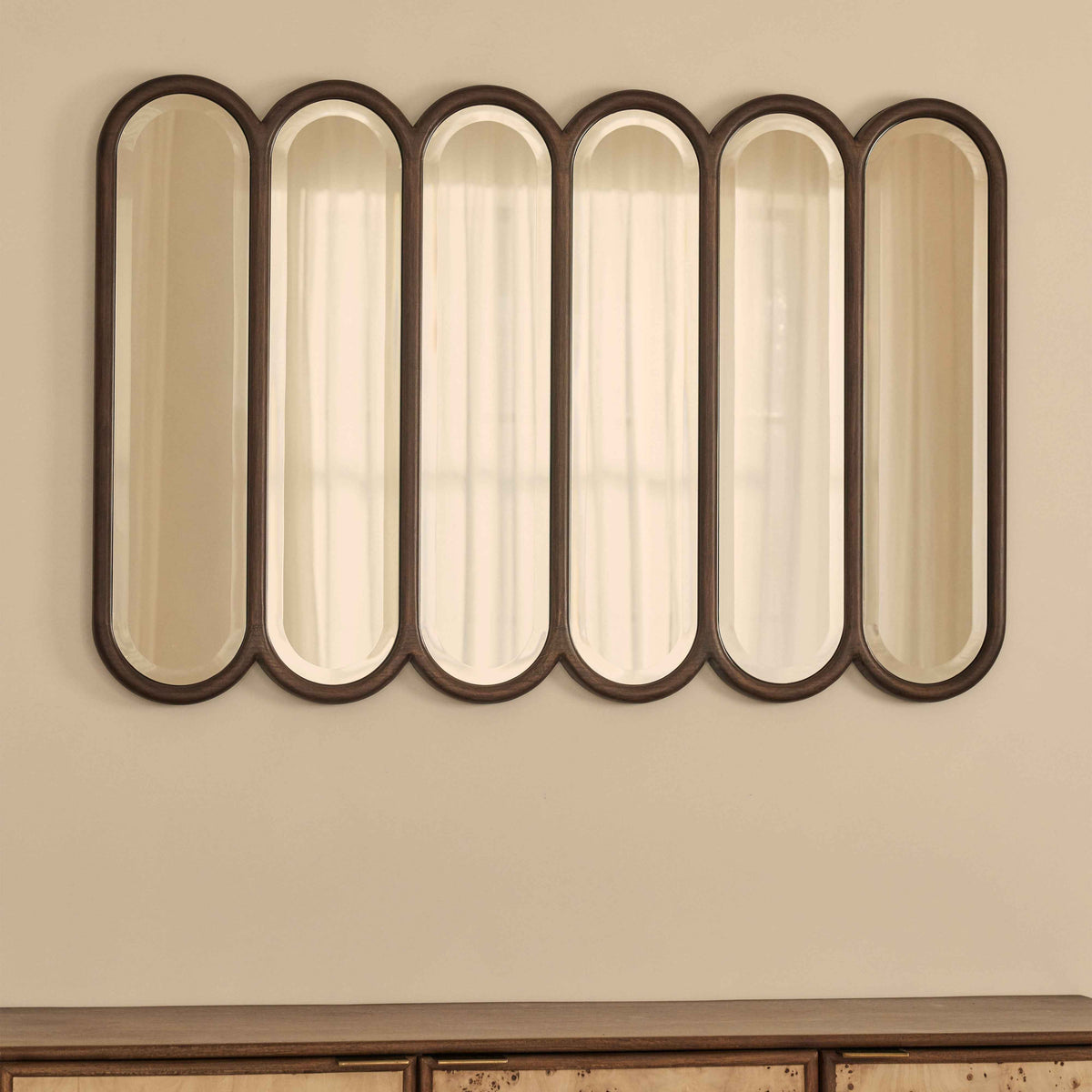 Reims - Miroir en bois foncé à panneau voûté 120cm x 80cm