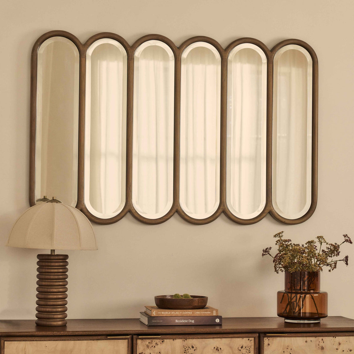 Reims - Miroir en bois chaud à panneau voûté 120cm x 80cm