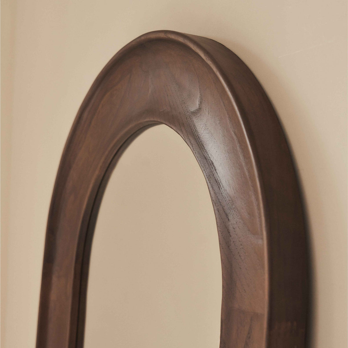 Porta - Miroir Grand Format Arqué en Bois Foncé 180cm x 70cm