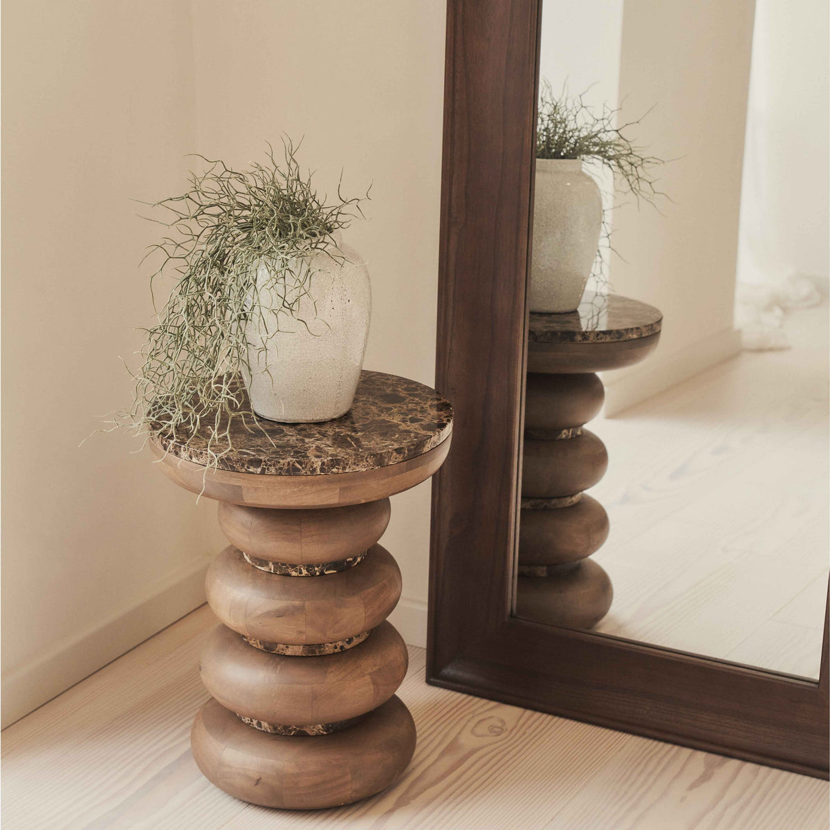 Porta - Miroir Grand Format Arqué en Bois Foncé 180cm x 70cm