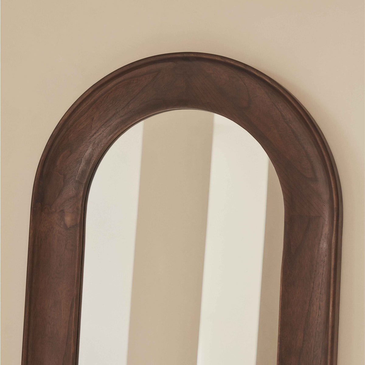 Porta - Miroir Grand Format Arqué en Bois Foncé 180cm x 70cm
