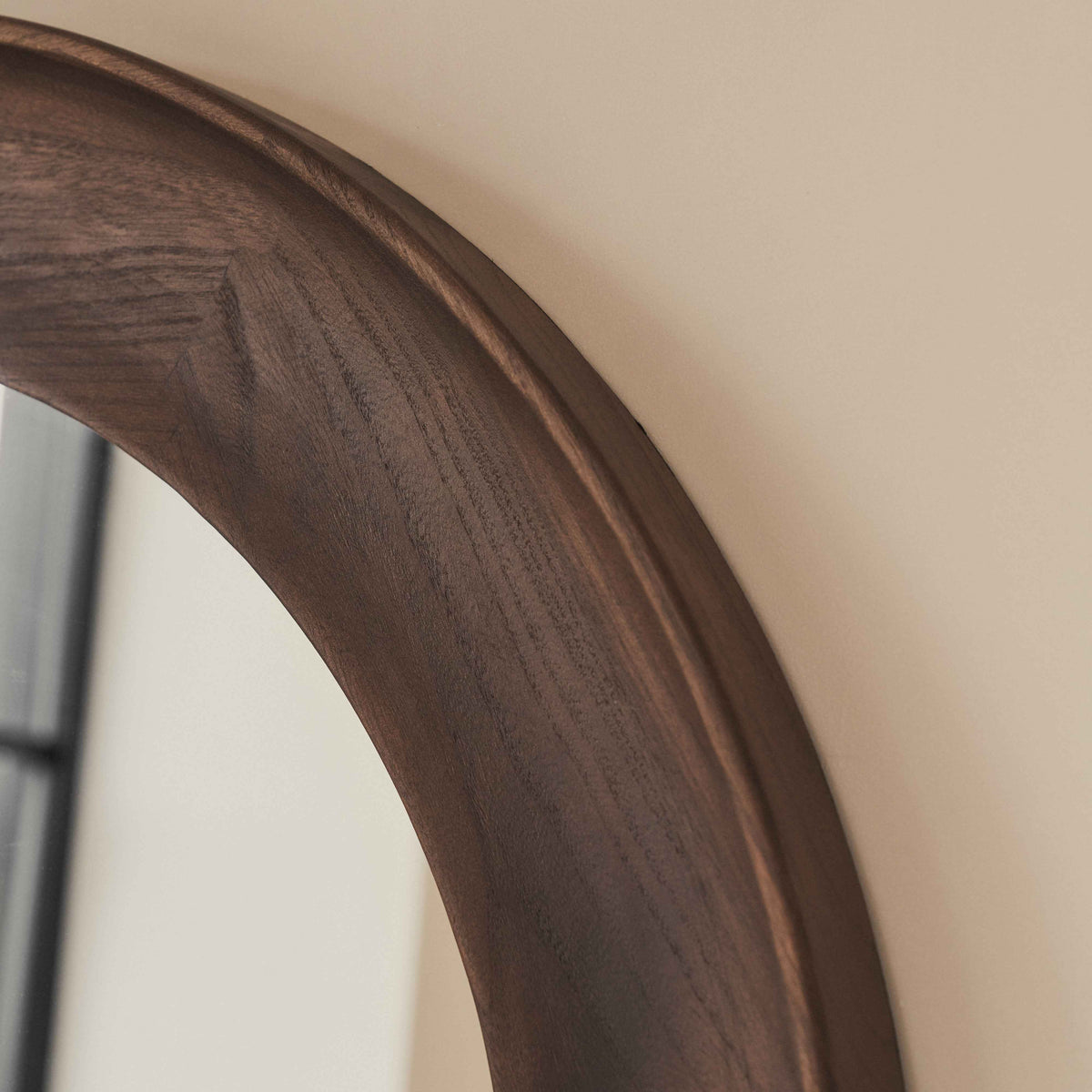 Porta - Grand miroir arqué en bois foncé pleine longueur 180cm x 90cm