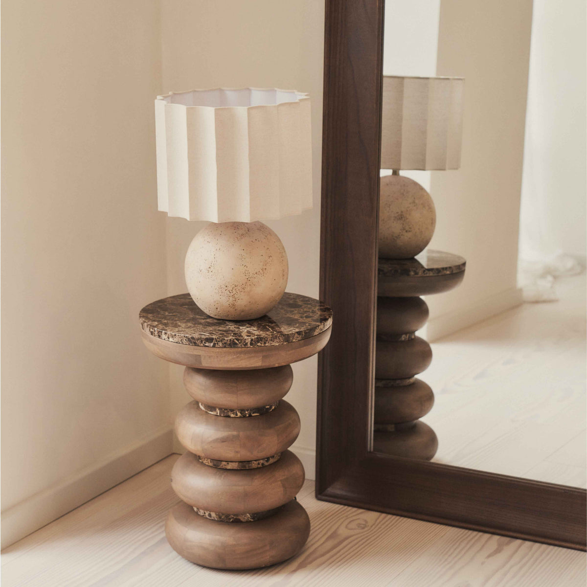 Porta - Grand miroir arqué en bois foncé pleine longueur 180cm x 90cm