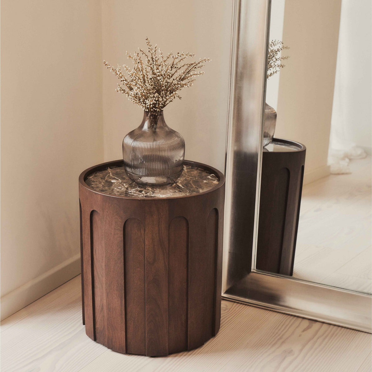 Porta - Miroir grand format arqué brossé chrome 180cm x 70cm
