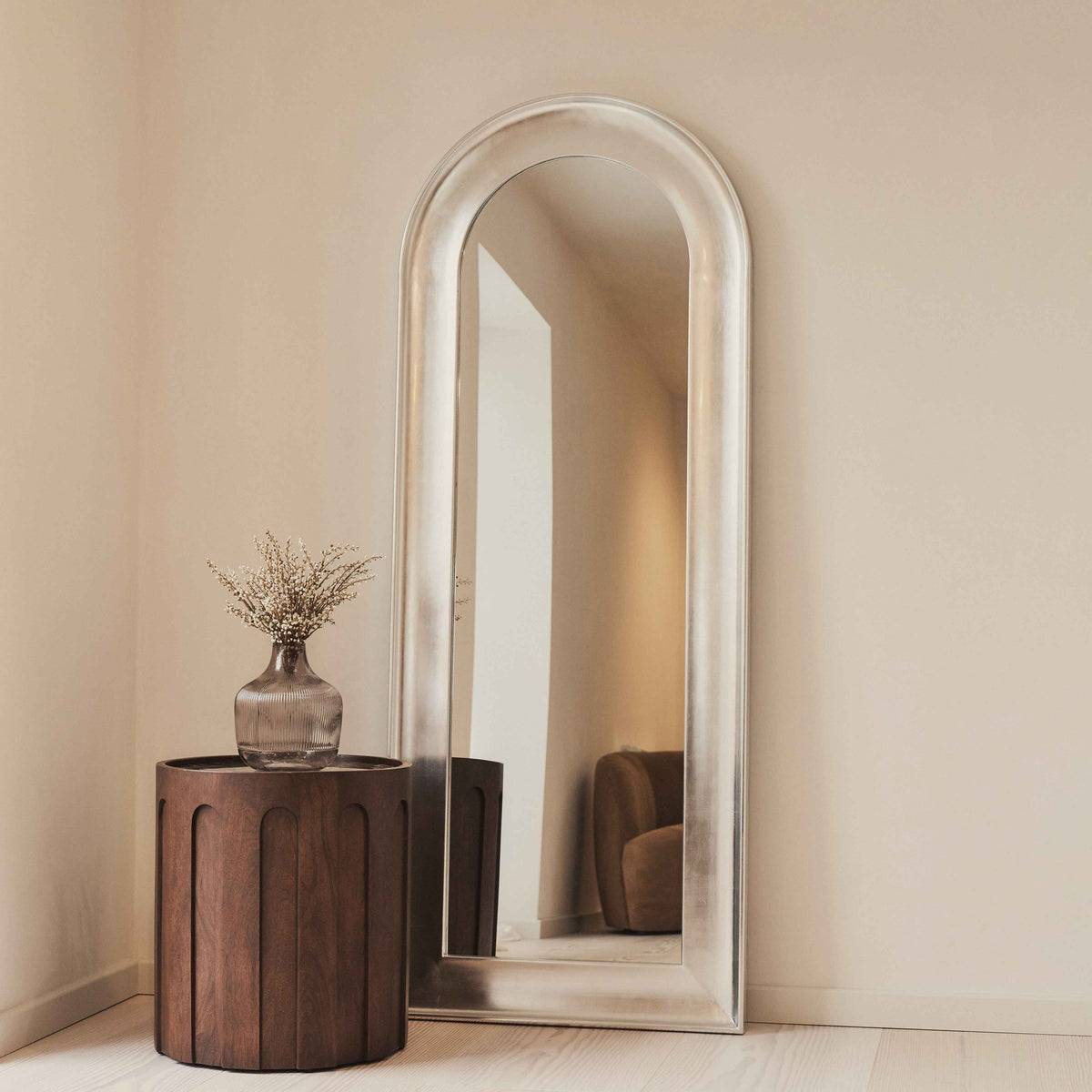 Porta - Miroir grand format arqué brossé chrome 180cm x 70cm