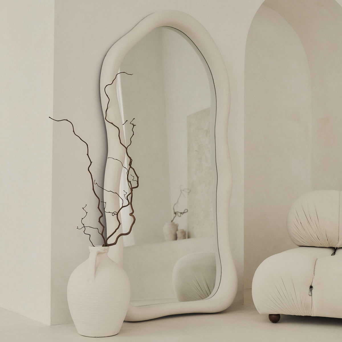 Wabi-Sabi - Grand miroir irrégulier en béton pleine longueur 170cm x 80cm