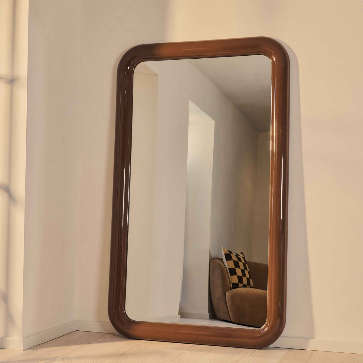 Obsidienne - Miroir Rectangulaire Pleine Longueur Extra Large 200cm x 120cm Finition Chocolat Brillant