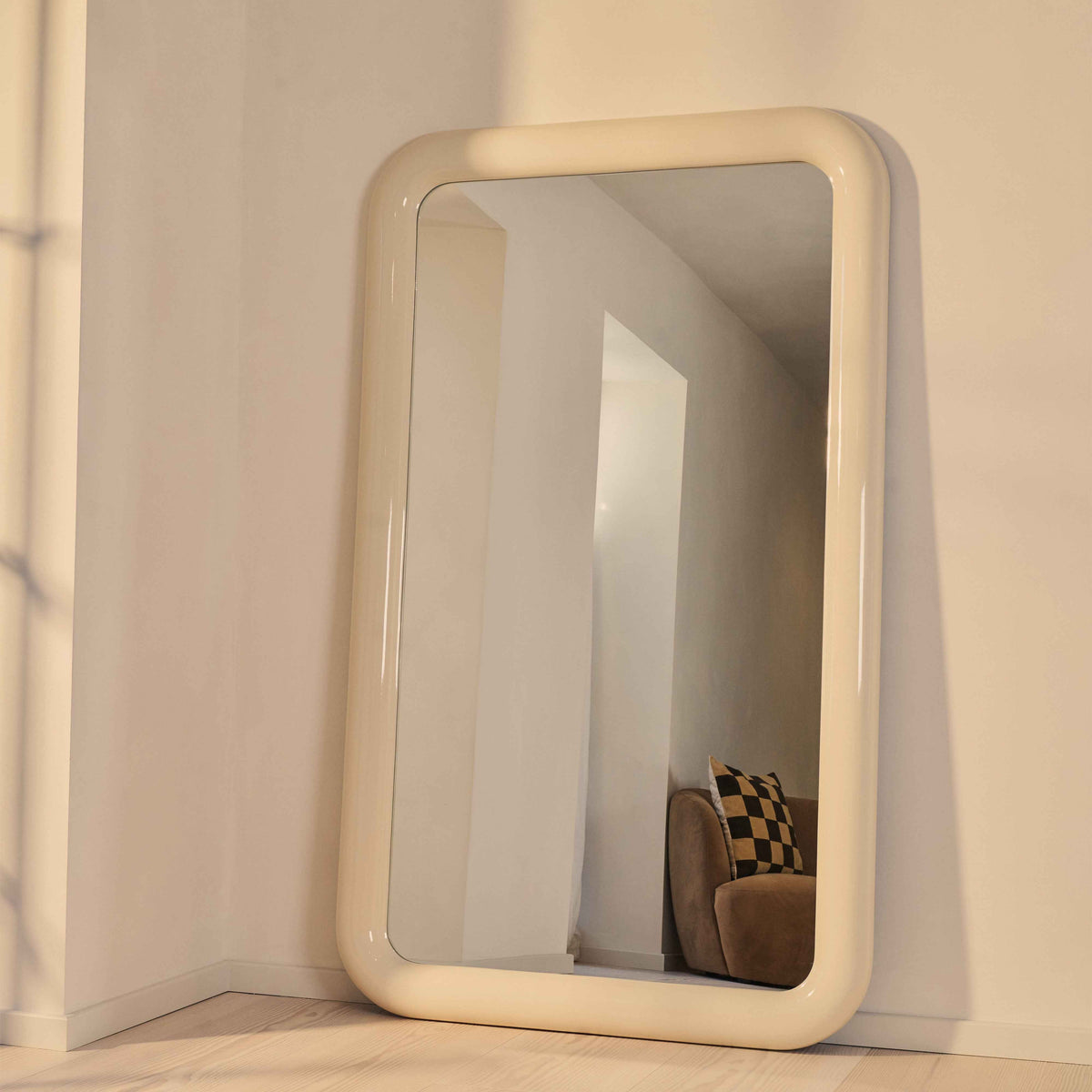 Obsidian - Miroir Rectangulaire Extra Large Pleine Longueur Brillant Ivoire 200cm x 120cm