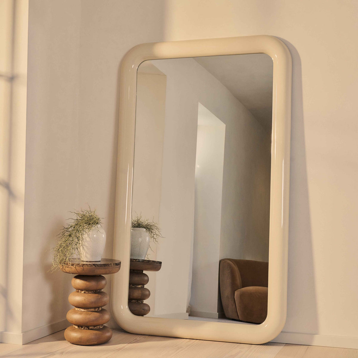 Obsidian - Miroir Rectangulaire Extra Large Pleine Longueur Brillant Ivoire 200cm x 120cm