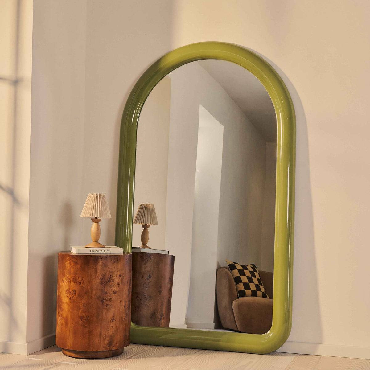Obsidienne - Miroir Extra Large Arqué Olive Brillant Pleine Longueur 200cm x 120cm