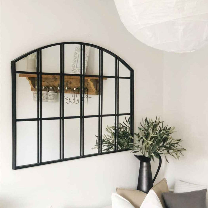 Bridgewater - Miroir industriel en métal noir arche 120cm x 80cm